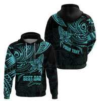 Custom Fathers Day Polynesian Hoodie Best Dad Ever Turquoise LT7 - Polynesian Pride