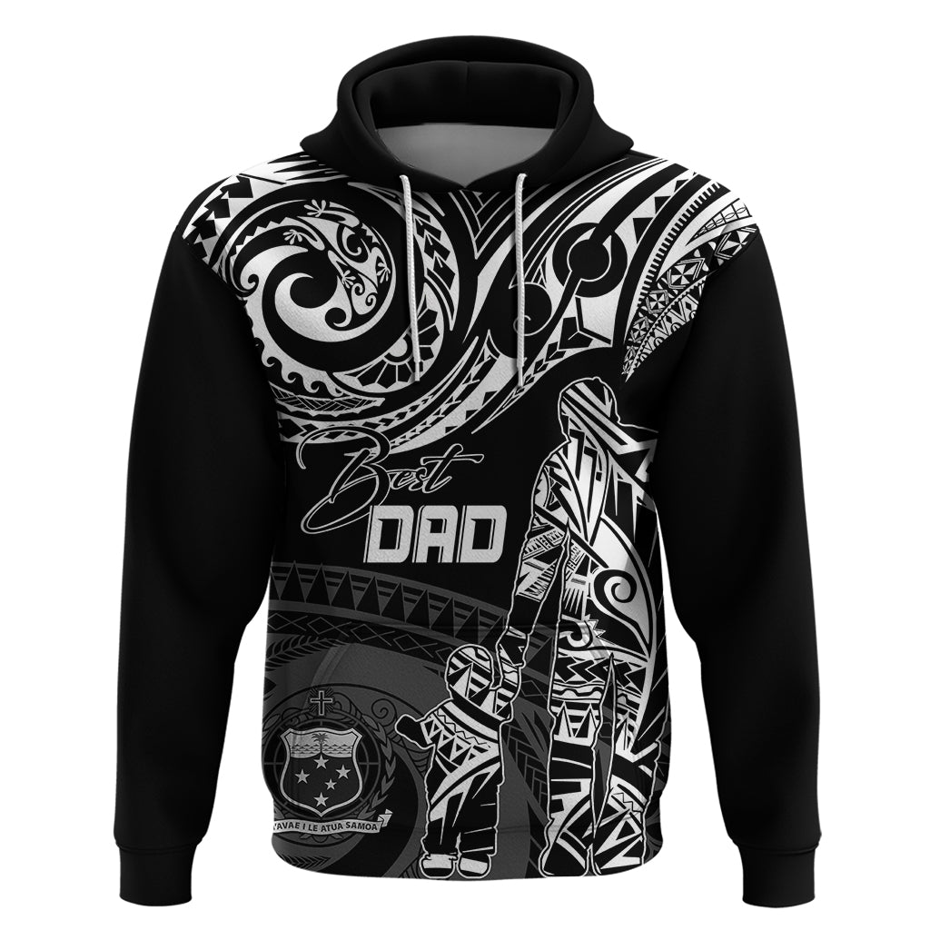 Custom Fathers Day Samoa Hoodie Polynesian Dad & Kid LT7 Pullover Hoodie Black - Polynesian Pride