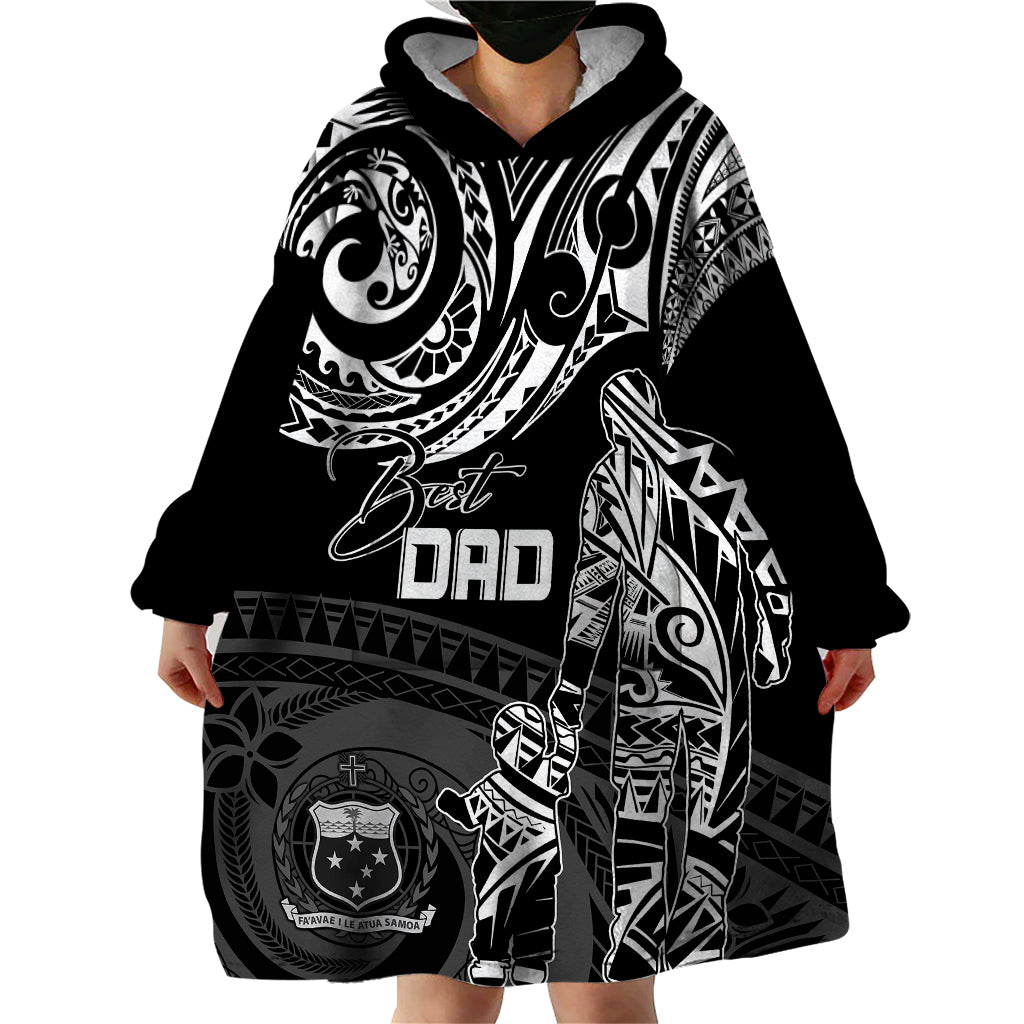 Personalised Father's Day Samoa Wearable Blanket Hoodie Polynesian Dad & Kid LT7 - Polynesian Pride