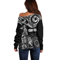 Personalised Father's Day Vanuatu Off Shoulder Sweater Polynesian Dad & Kid LT7 - Polynesian Pride