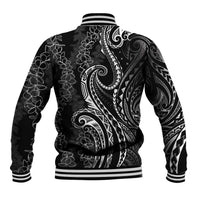 Polynesia Plumeria Lei Baseball Jacket Black Curves Motif LT7 - Polynesian Pride