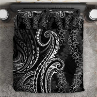 Polynesia Plumeria Lei Bedding Set Black Curves Motif