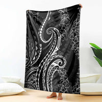 Polynesia Plumeria Lei Blanket Black Curves Motif