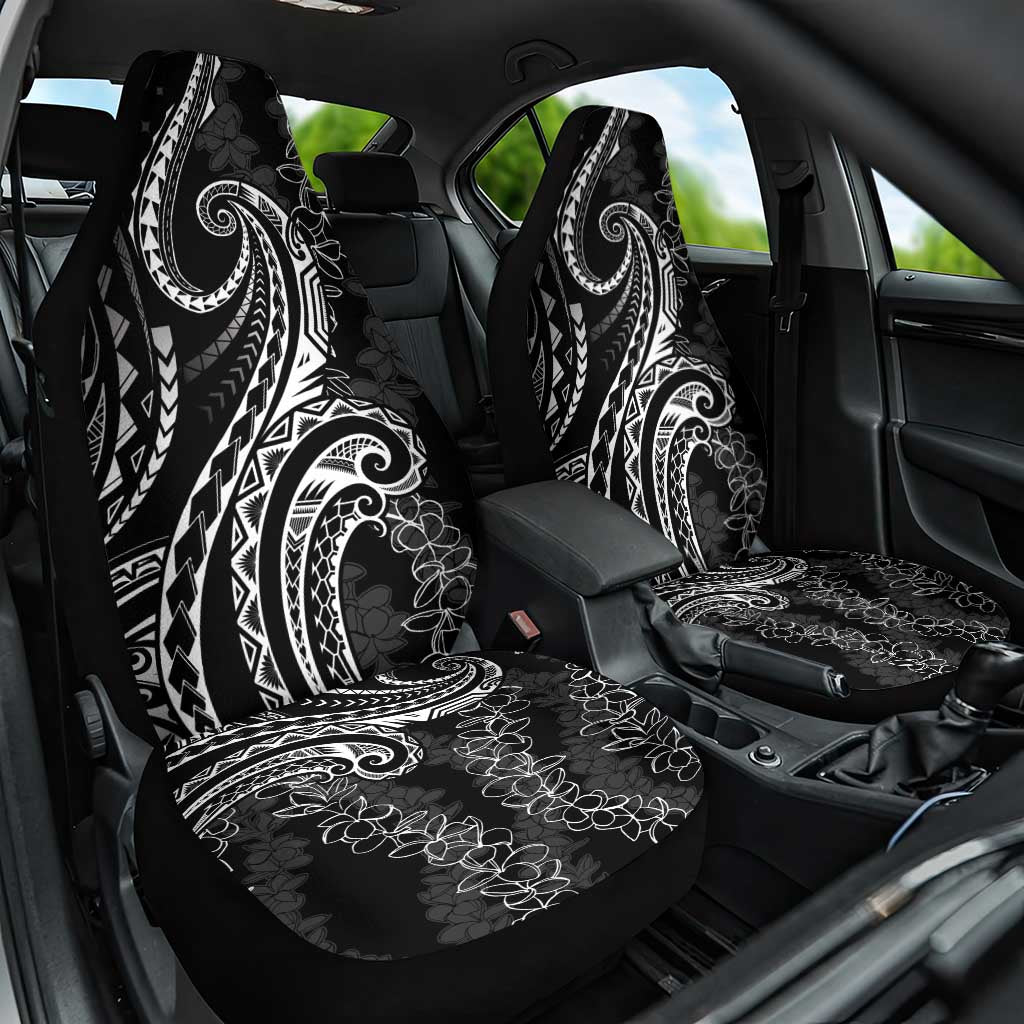 Polynesia Plumeria Lei Car Seat Cover Black Curves Motif