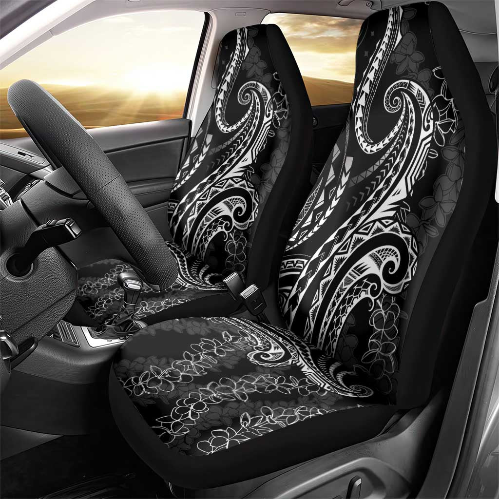 Polynesia Plumeria Lei Car Seat Cover Black Curves Motif