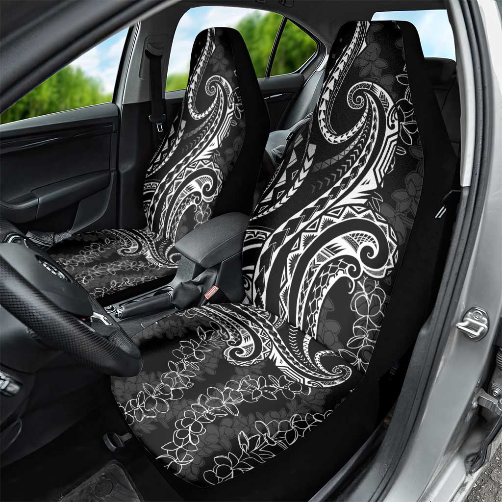 Polynesia Plumeria Lei Car Seat Cover Black Curves Motif
