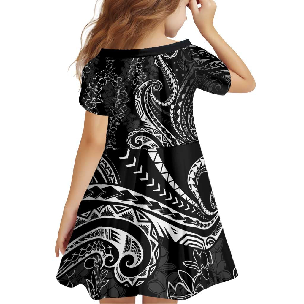 Polynesia Plumeria Lei Family Matching Long Sleeve Bodycon Dress and Hawaiian Shirt Black Curves Motif
