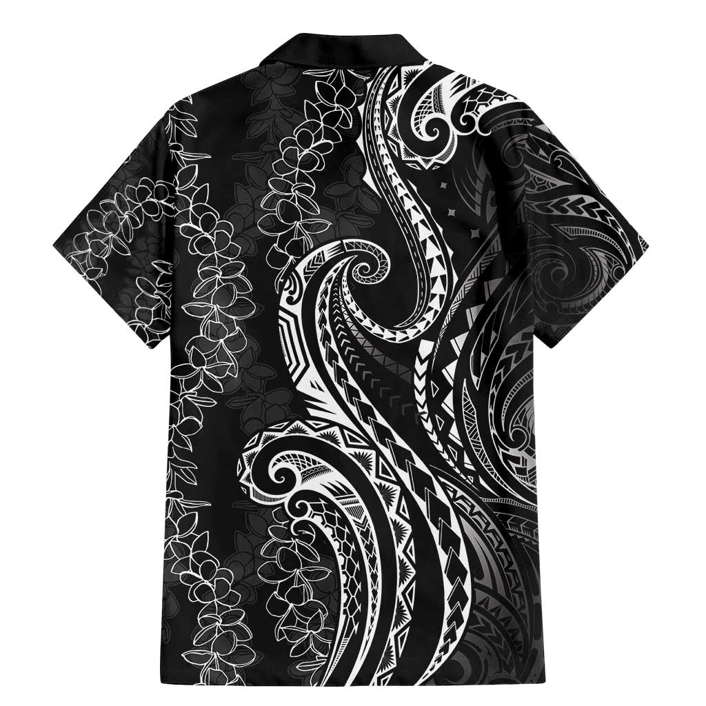 Polynesia Plumeria Lei Family Matching Mermaid Dress and Hawaiian Shirt Black Curves Motif
