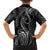 Polynesia Plumeria Lei Family Matching Off The Shoulder Long Sleeve Dress and Hawaiian Shirt Black Curves Motif