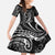 Polynesia Plumeria Lei Family Matching Off The Shoulder Long Sleeve Dress and Hawaiian Shirt Black Curves Motif