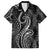 Polynesia Plumeria Lei Family Matching Off The Shoulder Long Sleeve Dress and Hawaiian Shirt Black Curves Motif