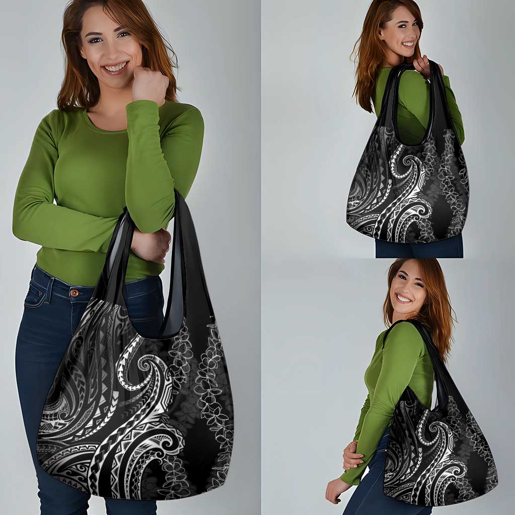 Polynesia Plumeria Lei Grocery Bag Black Curves Motif LT7 - Polynesian Pride