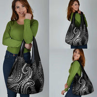 Polynesia Plumeria Lei Grocery Bag Black Curves Motif LT7 - Polynesian Pride