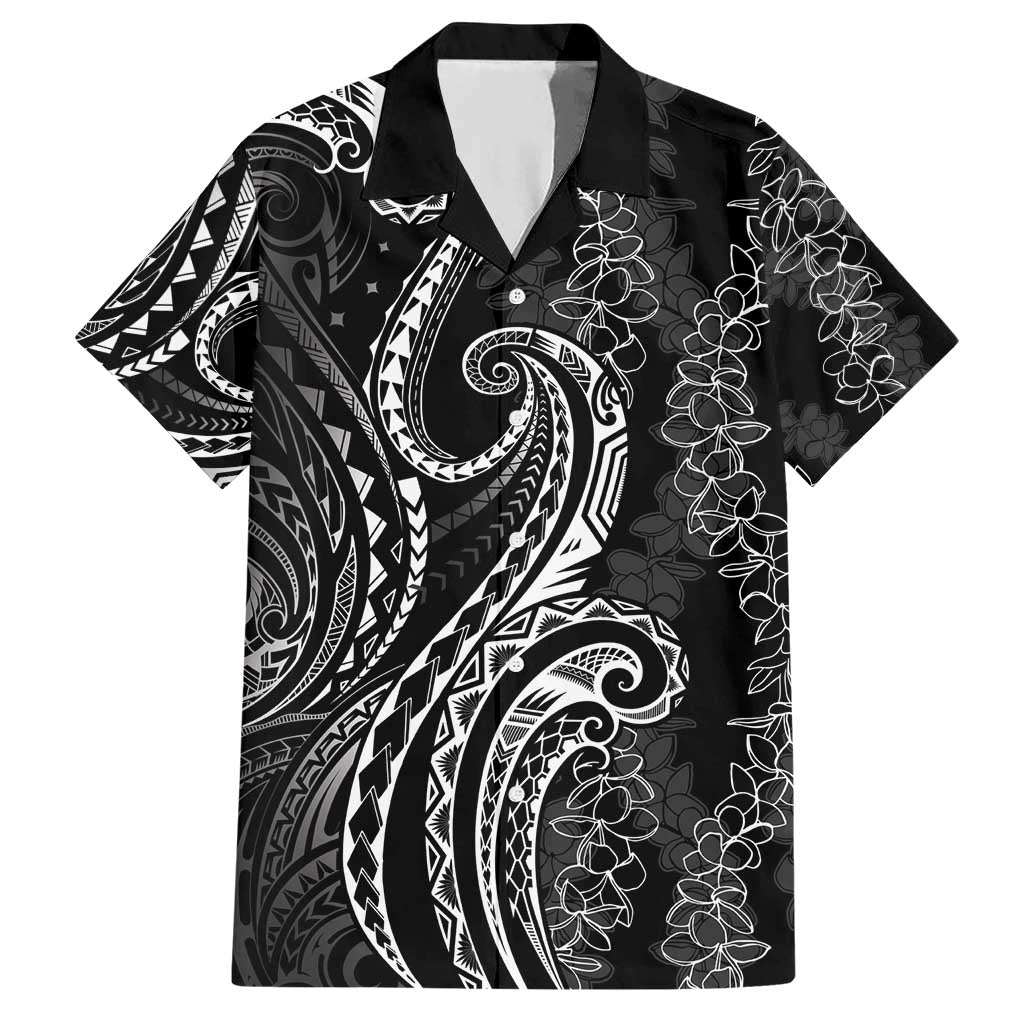 Polynesia Plumeria Lei Hawaiian Shirt Black Curves Motif