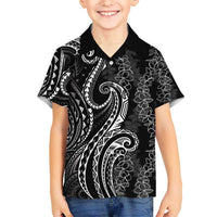 Polynesia Plumeria Lei Hawaiian Shirt Black Curves Motif