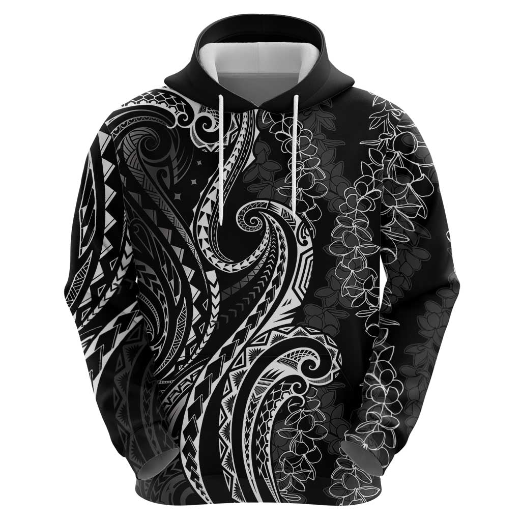 Polynesia Plumeria Lei Hoodie Black Curves Motif