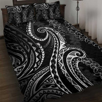 Polynesia Plumeria Lei Quilt Bed Set Black Curves Motif