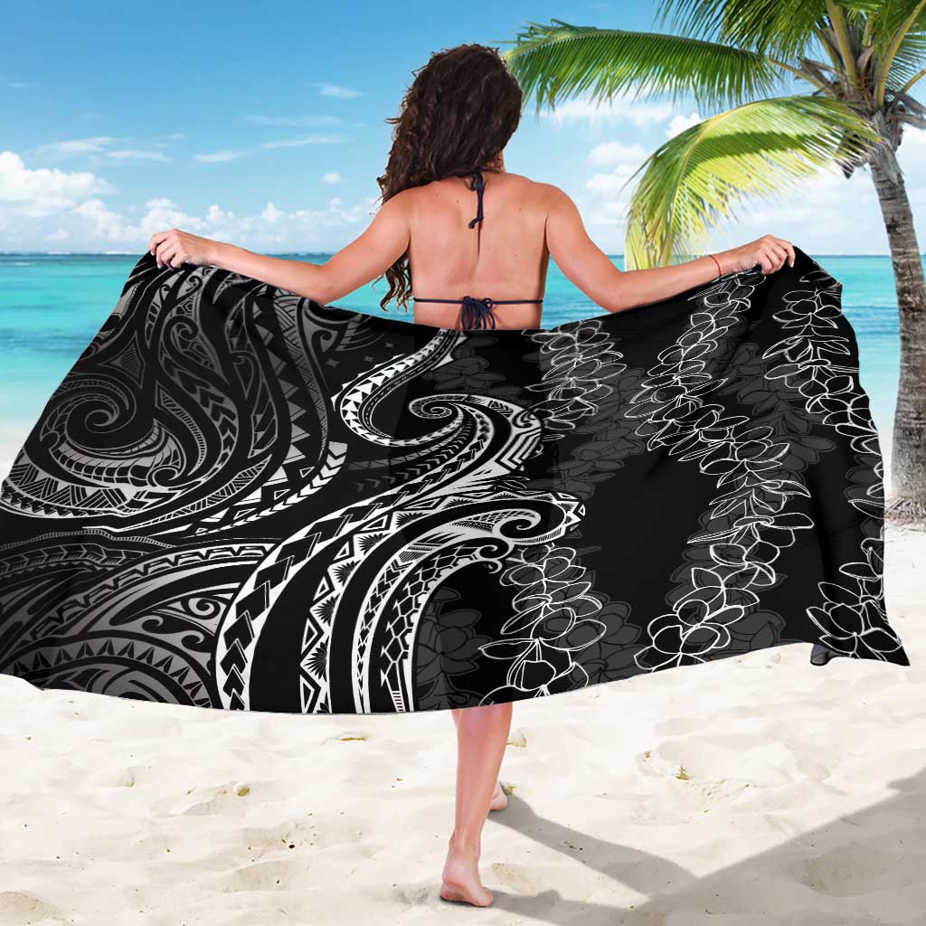 Polynesia Plumeria Lei Sarong Black Curves Motif LT7 - Polynesian Pride