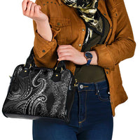 Polynesia Plumeria Lei Shoulder Handbag Black Curves Motif LT7 - Polynesian Pride