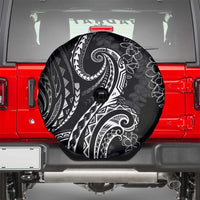 Polynesia Plumeria Lei Spare Tire Cover Black Curves Motif