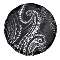 Polynesia Plumeria Lei Spare Tire Cover Black Curves Motif