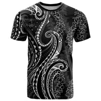 Polynesia Plumeria Lei T Shirt Black Curves Motif LT7 Black - Polynesian Pride