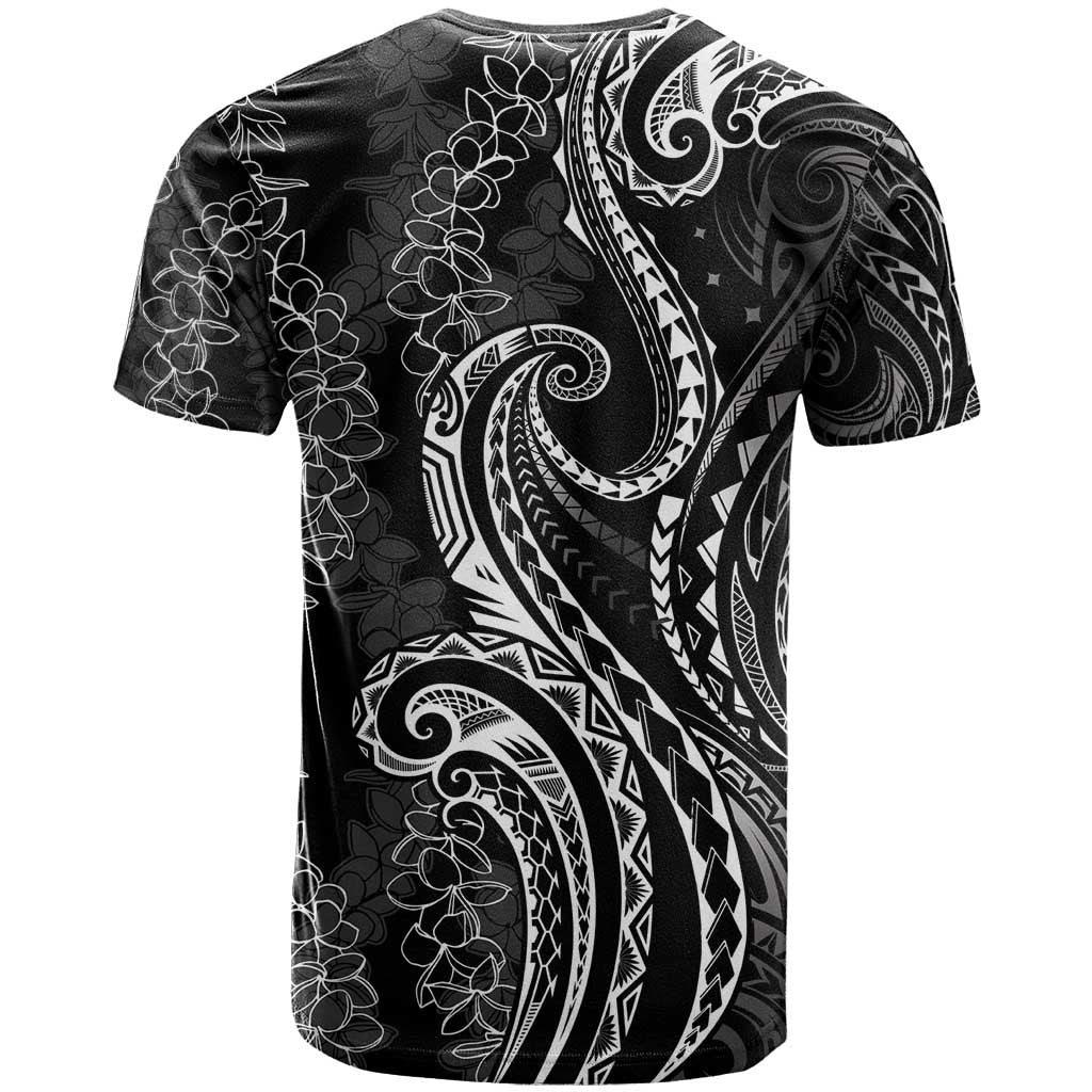 Polynesia Plumeria Lei T Shirt Black Curves Motif LT7 - Polynesian Pride