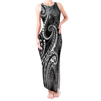 Polynesia Plumeria Lei Tank Maxi Dress Black Curves Motif