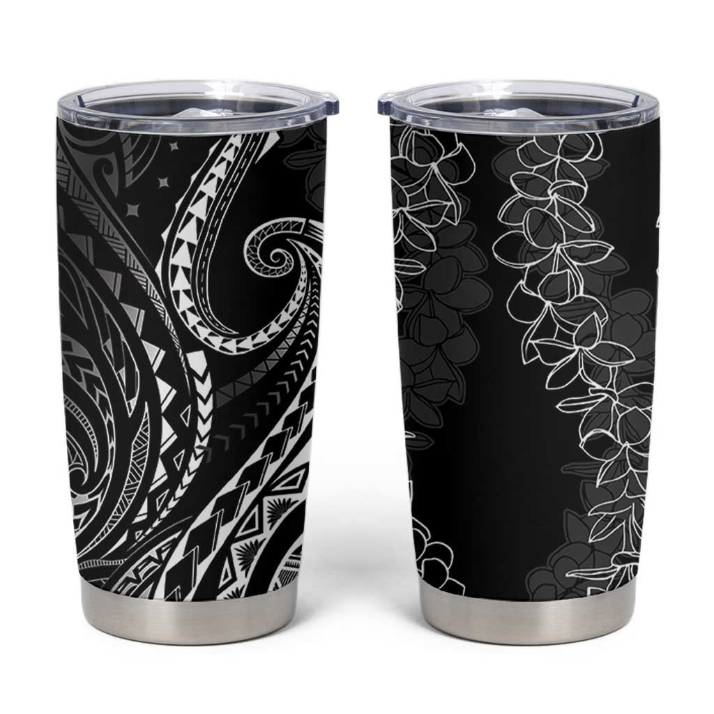 Polynesia Plumeria Lei Tumbler Cup Black Curves Motif LT7 Black - Polynesian Pride