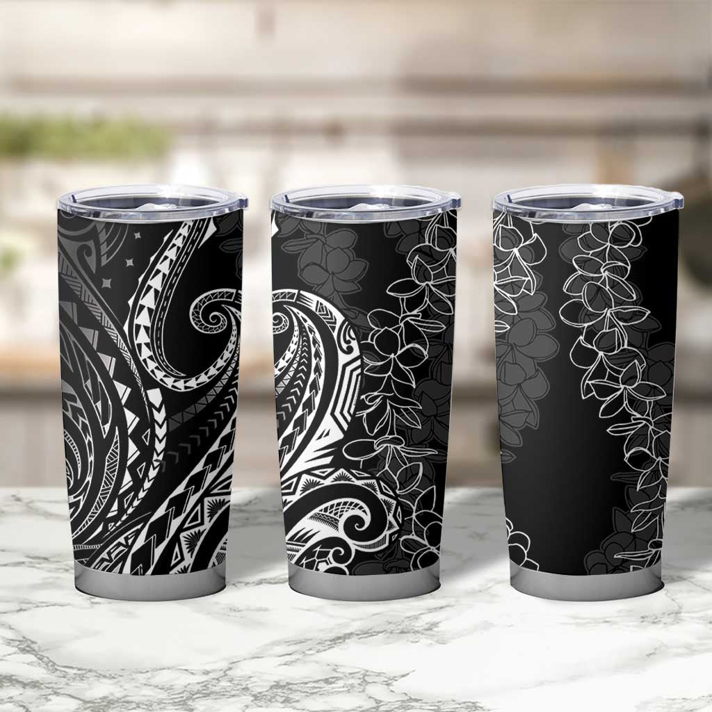 Polynesia Plumeria Lei Tumbler Cup Black Curves Motif LT7 - Polynesian Pride