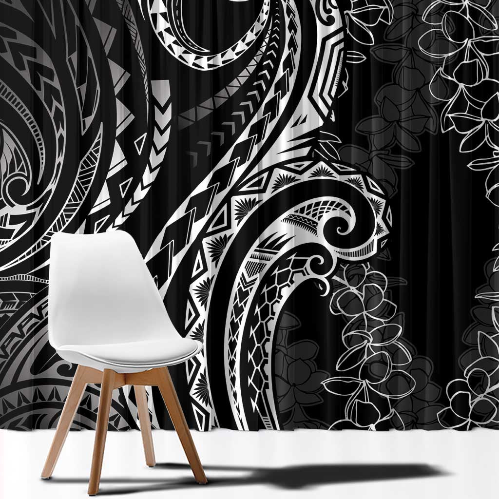 Polynesia Plumeria Lei Window Curtain Black Curves Motif LT7 - Polynesian Pride