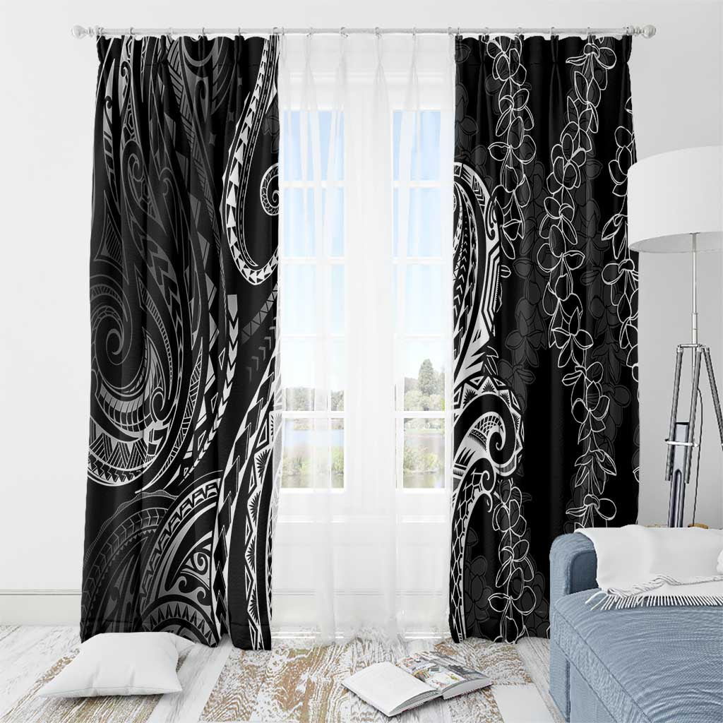 Polynesia Plumeria Lei Window Curtain Black Curves Motif LT7 - Polynesian Pride