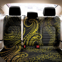 Polynesia Plumeria Lei Back Car Seat Cover Black Gold Curves Motif