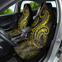 Polynesia Plumeria Lei Car Seat Cover Black Gold Curves Motif