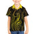 Polynesia Plumeria Lei Family Matching Off The Shoulder Long Sleeve Dress and Hawaiian Shirt Black Gold Curves Motif