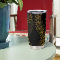 Polynesia Plumeria Lei Tumbler Cup Black Gold Curves Motif LT7 - Polynesian Pride