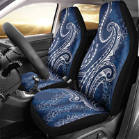 Polynesia Plumeria Lei Car Seat Cover Navy Blue Curves Motif