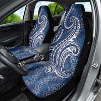 Polynesia Plumeria Lei Car Seat Cover Navy Blue Curves Motif