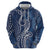 Polynesia Plumeria Lei Hoodie Navy Blue Curves Motif