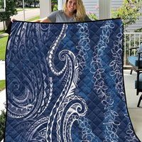 Polynesia Plumeria Lei Quilt Navy Blue Curves Motif LT7 Navy Blue - Polynesian Pride