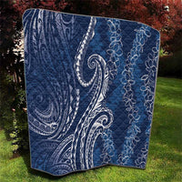 Polynesia Plumeria Lei Quilt Navy Blue Curves Motif LT7 - Polynesian Pride