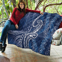 Polynesia Plumeria Lei Quilt Navy Blue Curves Motif LT7 - Polynesian Pride