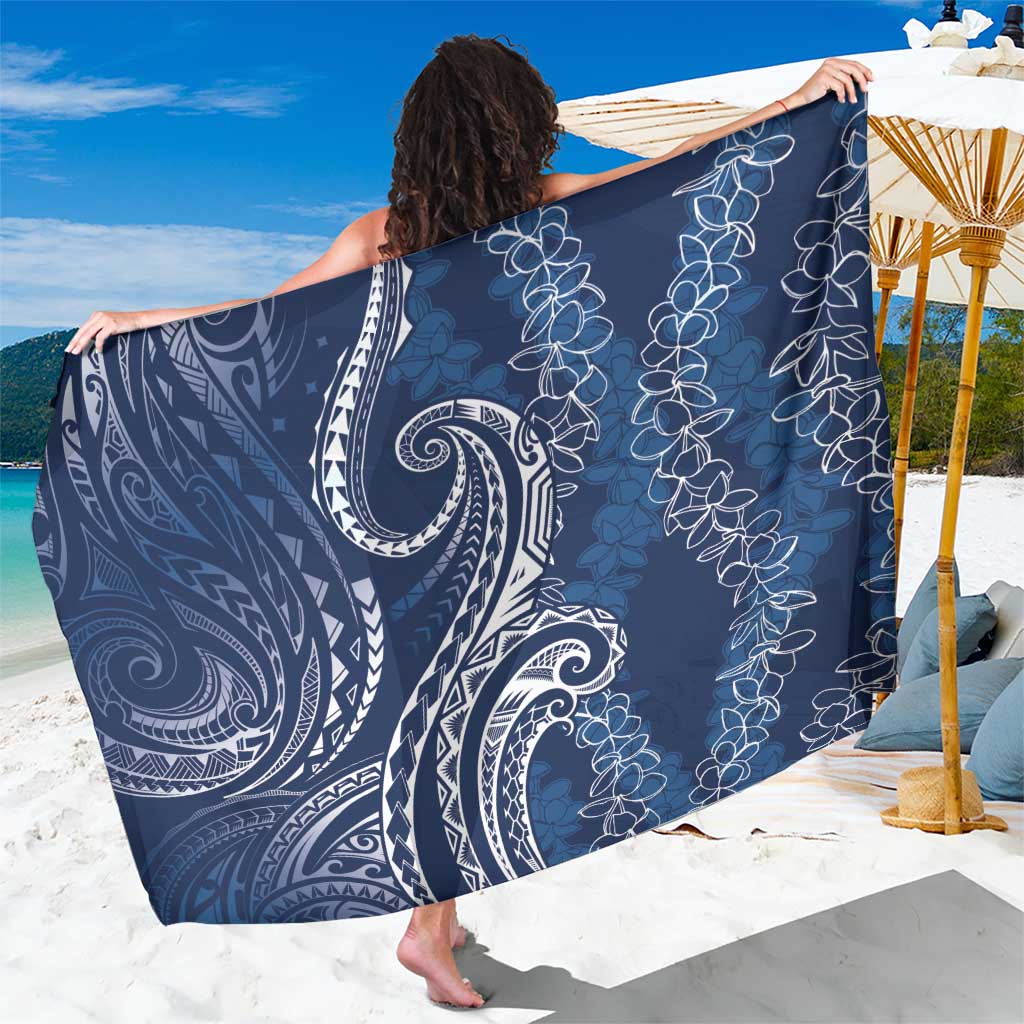Polynesia Plumeria Lei Sarong Navy Blue Curves Motif LT7 One Size 44 x 66 inches Navy Blue - Polynesian Pride