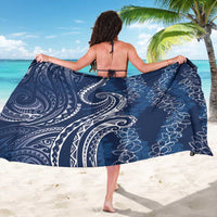 Polynesia Plumeria Lei Sarong Navy Blue Curves Motif LT7 - Polynesian Pride