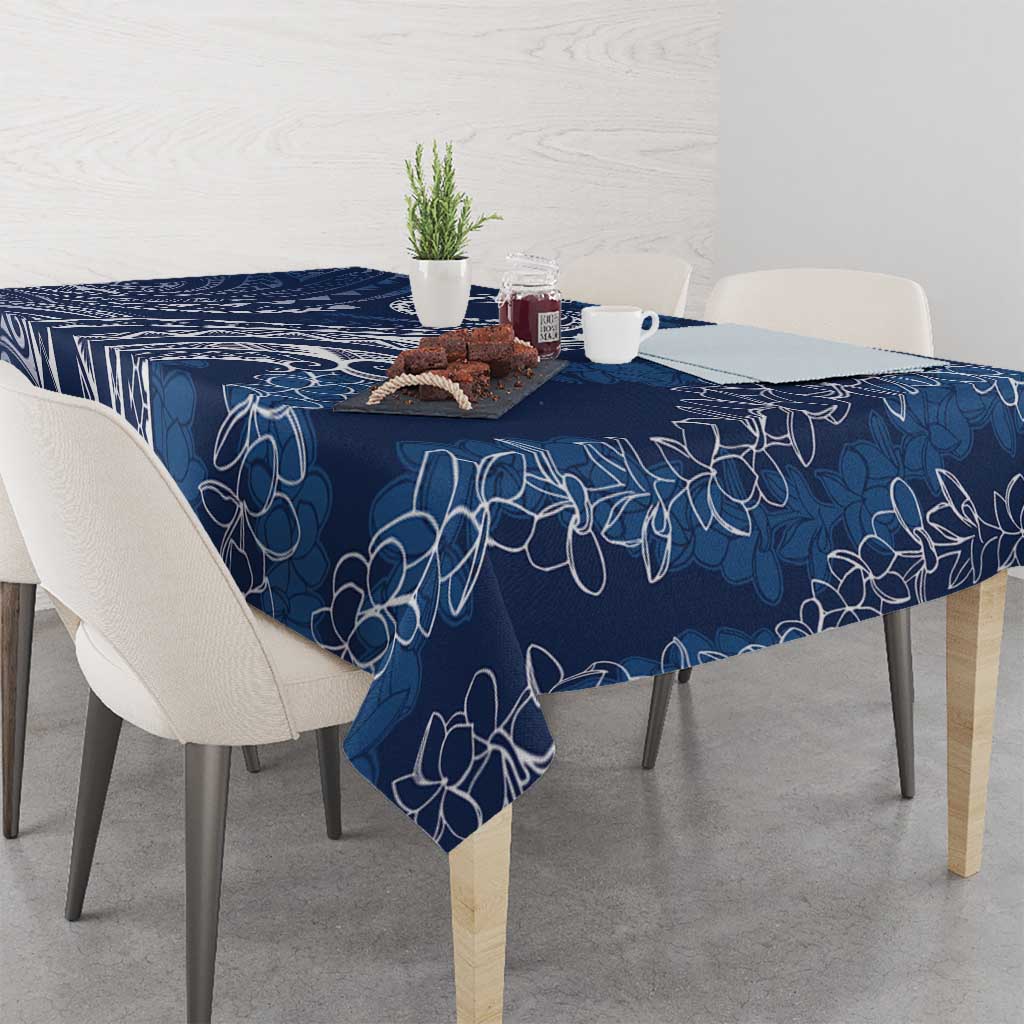 Polynesia Plumeria Lei Tablecloth Navy Blue Curves Motif LT7 - Polynesian Pride