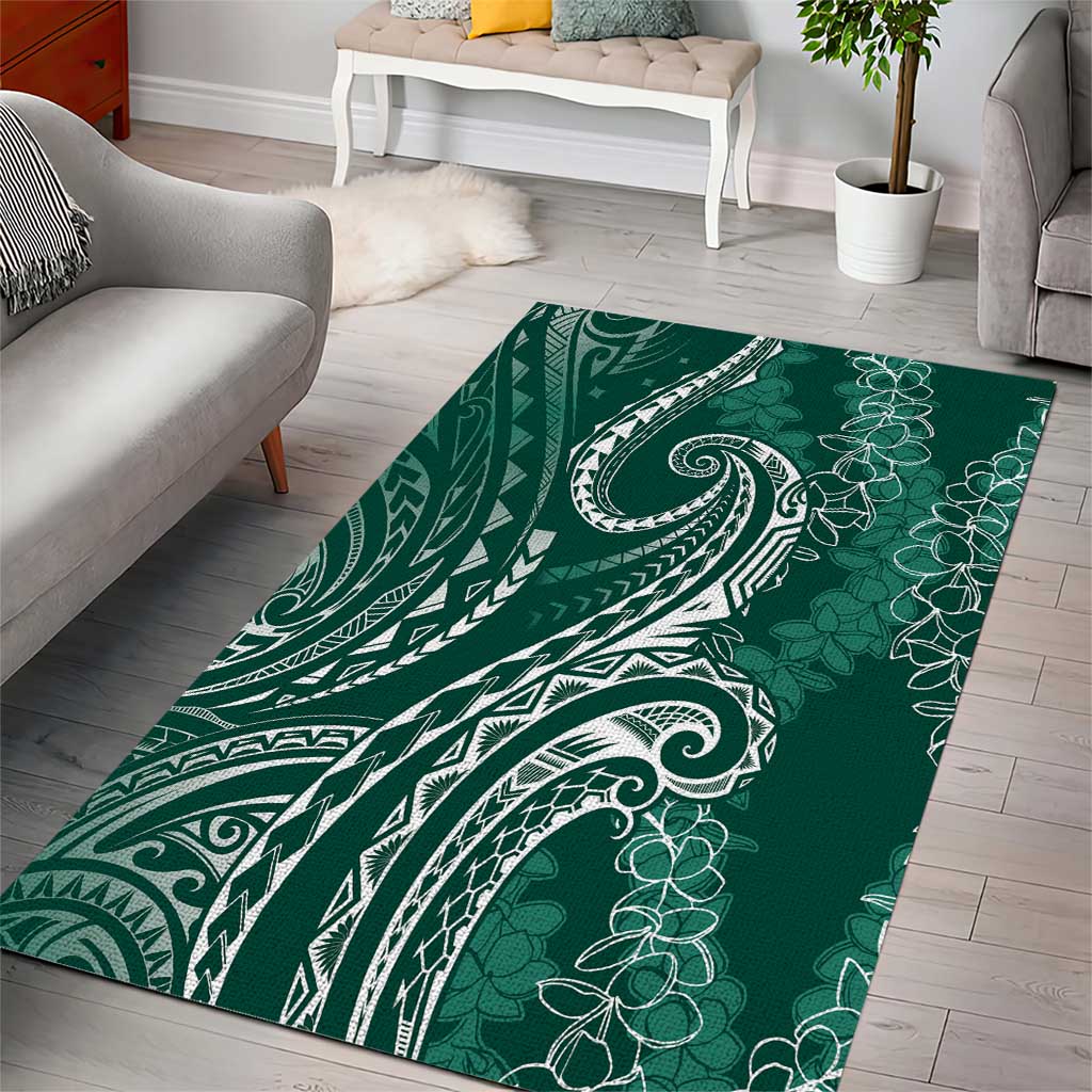 Polynesia Plumeria Lei Area Rug Sage Green Curves Motif LT7 - Polynesian Pride
