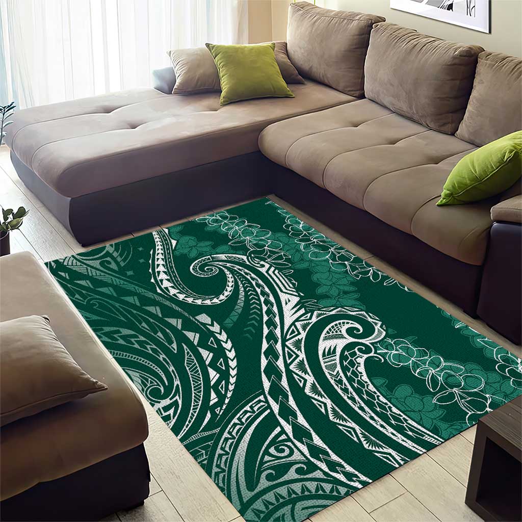 Polynesia Plumeria Lei Area Rug Sage Green Curves Motif LT7 - Polynesian Pride