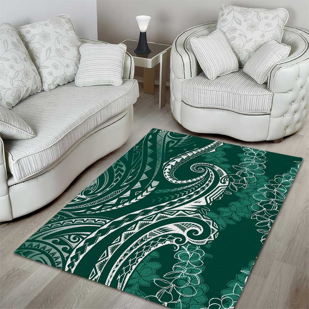 Polynesia Plumeria Lei Area Rug Sage Green Curves Motif LT7 - Polynesian Pride