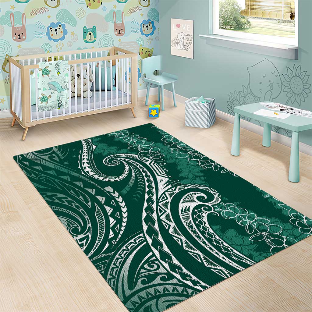 Polynesia Plumeria Lei Area Rug Sage Green Curves Motif LT7 - Polynesian Pride