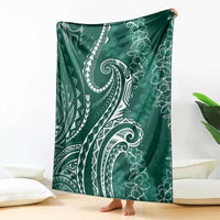 Polynesia Plumeria Lei Blanket Sage Green Curves Motif
